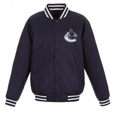 Letterman Vancouver Canucks Navy Blue All Wool Varsity Jacket - NHL