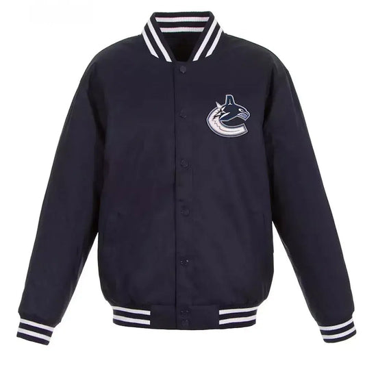 Letterman Vancouver Canucks Navy Blue All Wool Varsity Jacket - NHL