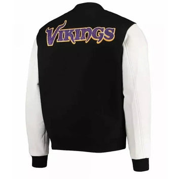 Letterman Minnesota Vikings Black and White Varsity Jacket - NFL