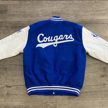 Letterman Cougars Varsity Jacket Wool With Genuine Leather sleeves