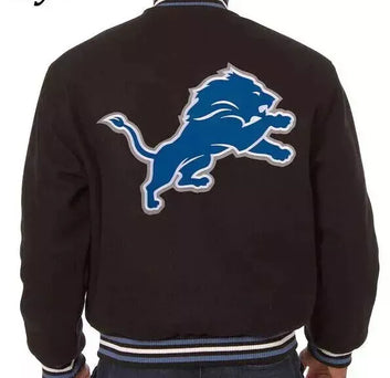 NFL - Detroit Lions Black color All Wool Lettermen Varsity Jacket