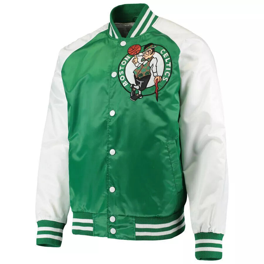 Boston Celtics Green Satin Letterman Varsity Jacket – NBA Fan Gear