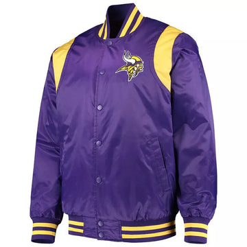 NFL Minnesota Vikings Purple Satin Letterman Varsity Jacket