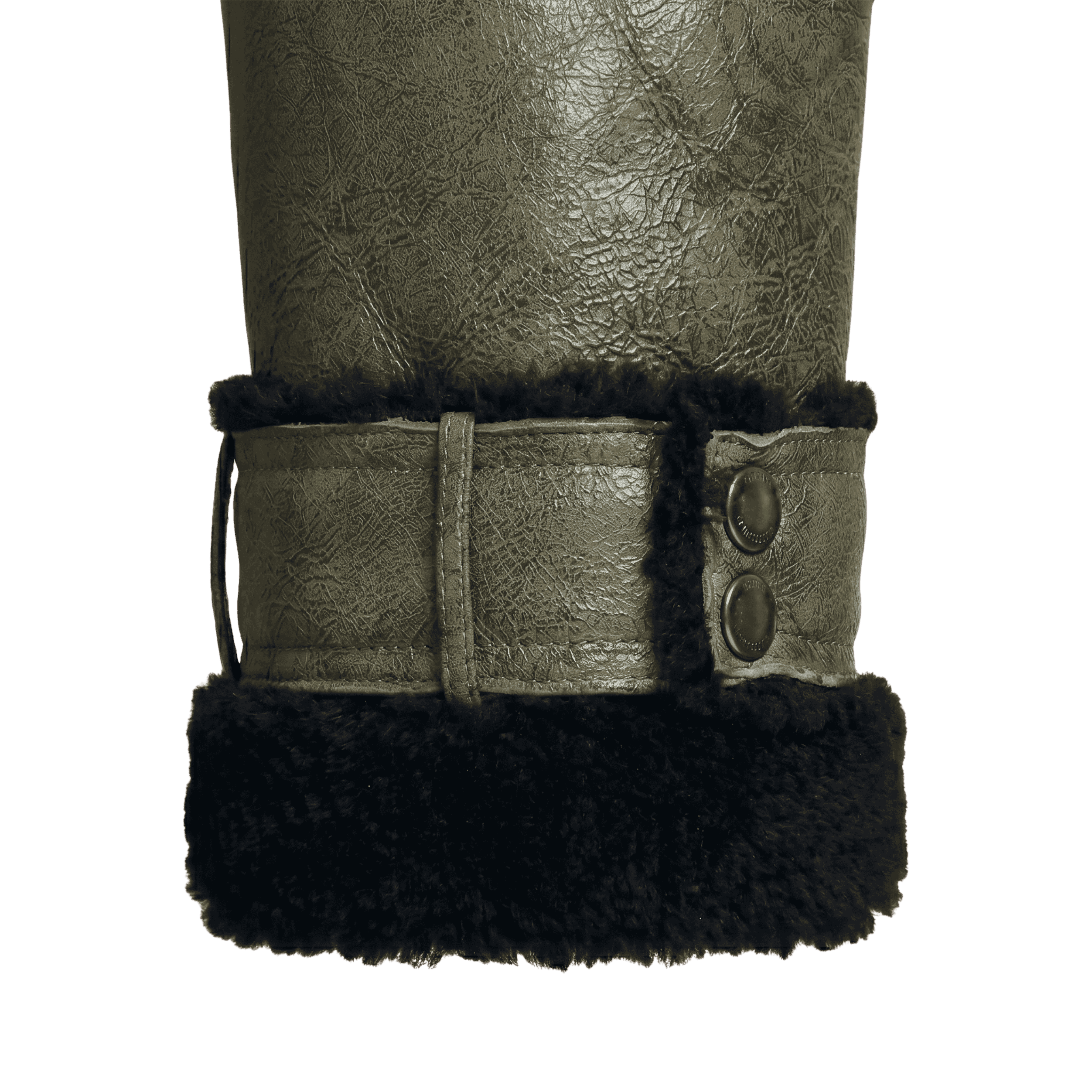 Men's B3 Flight Black Fur Olive Green Shearling Jacket (Cuffs)