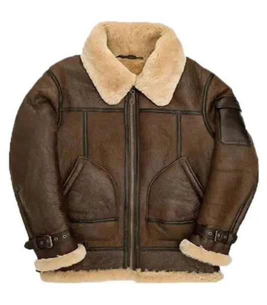 Women Flying Pilot Bomber Real Fur shearling Genuine Sheepskin Winter Coat