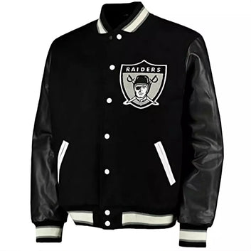 NFL Oakland Las Vegas Raiders wool body leather sleeves Letterman varsity jacket