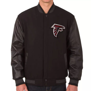 NFL Atlanta Falcons Letterman Varsity Jacket Wool with Genuine Leather sleeves