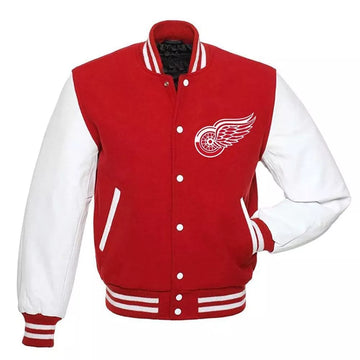 Detroit Red Wings Letterman Varsity jacket wool & genuine leather sleeves