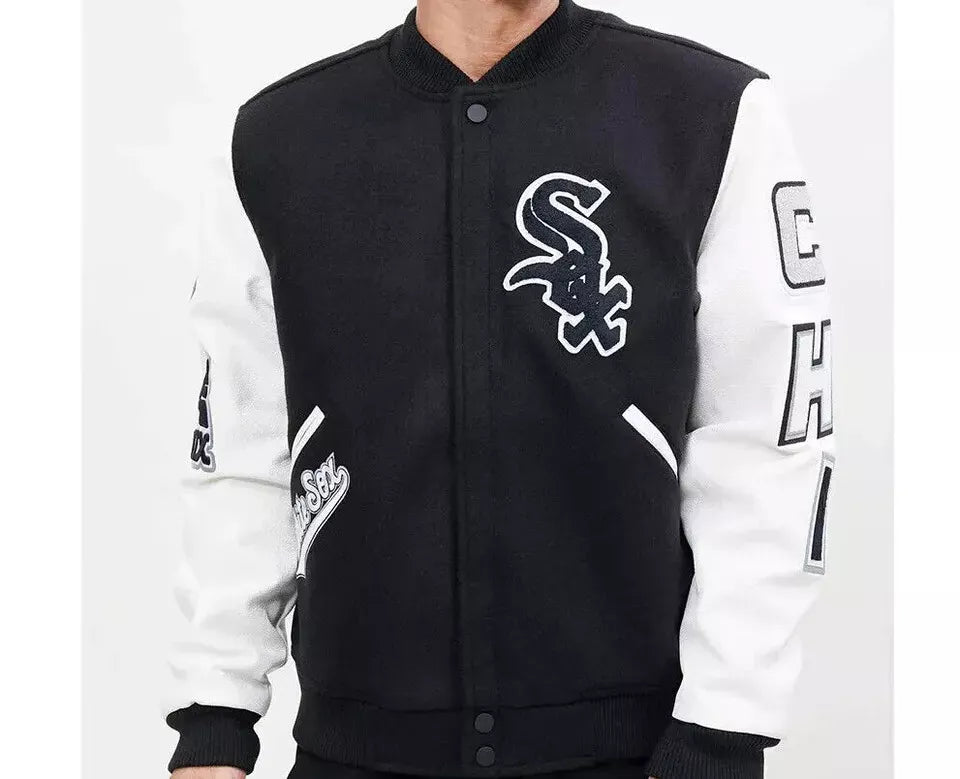 Chicago White Sox Varsity Jacket Wool with Genuine Leather Sleeves