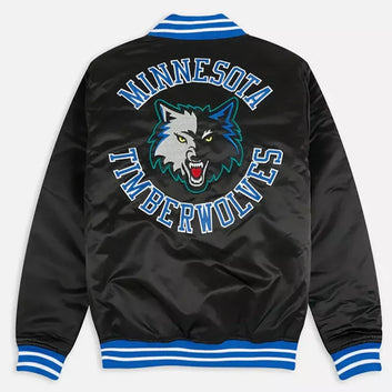 Minnesota Timberwolves Black Satin varsity jacket Jacket