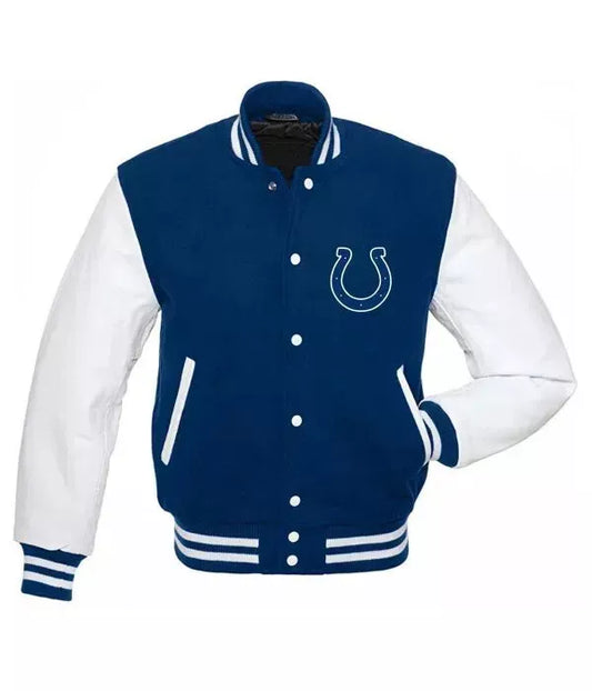 Letterman Indianapolis Colts Varsity Jacket with Genuine leather Sleeves