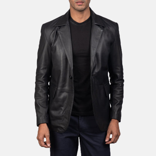 Men Daron Black Leather Blazer