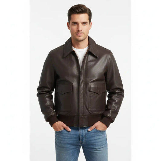 Men's Air Force  Leather Flight Bomber Jacket
