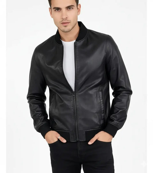 Black Vintage Leather Jacket For Men