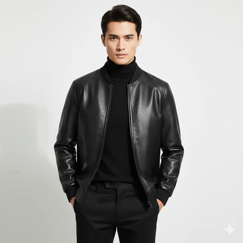Men's PU Leather Jacket - Stylish Baseball Collar Casual & Motorcycle Outerwear