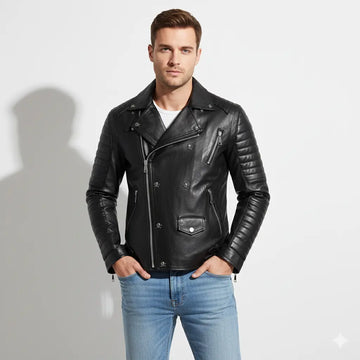 Men Motorcycle Black Biker Retro Vintage Cafe Racer Genuine Faux Leather Jacket