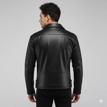 Men Motorcycle Black Biker Retro Vintage Cafe Racer Genuine Faux Leather Jacket