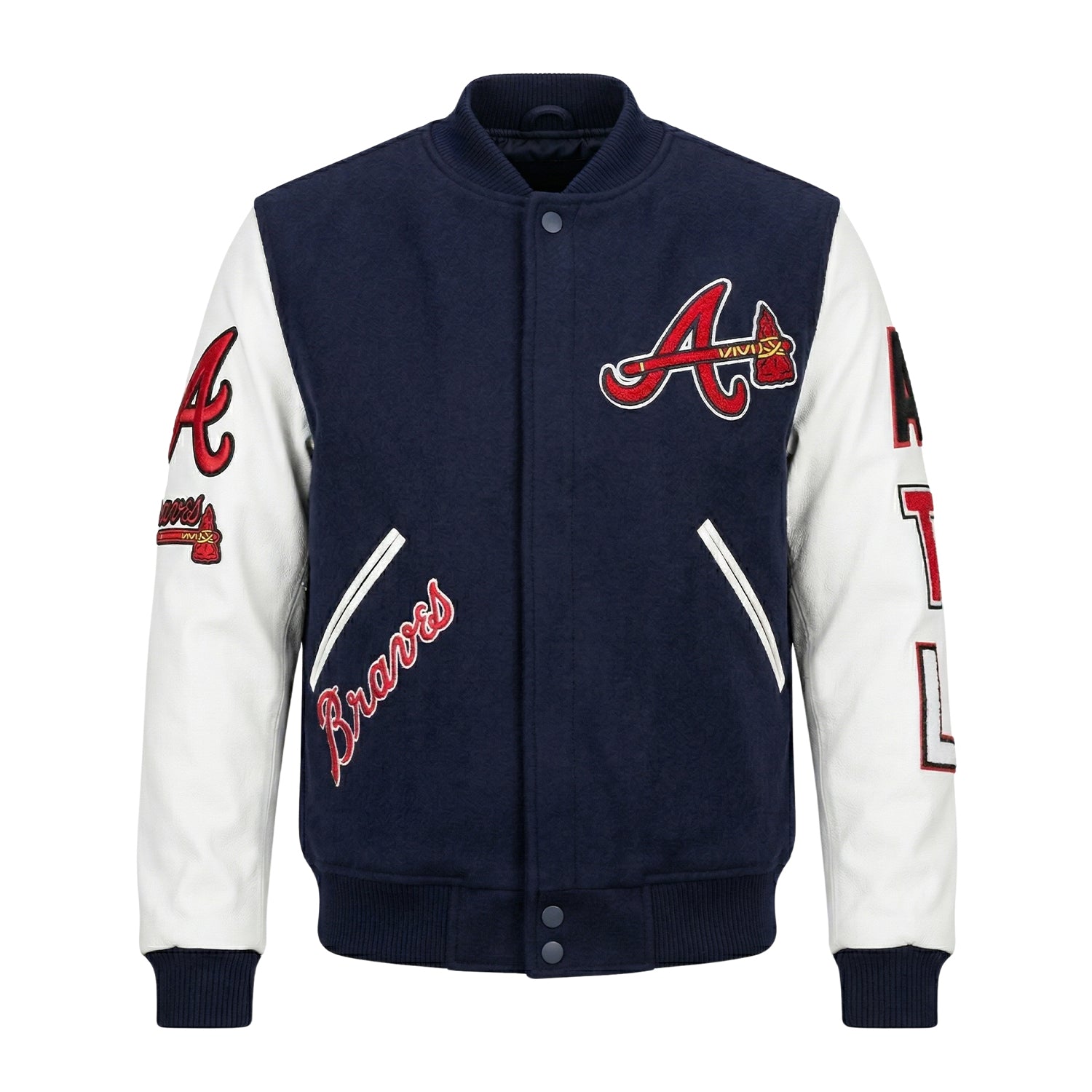 MLB Men's Atlanta Braves Navy & White Varsity Jacket