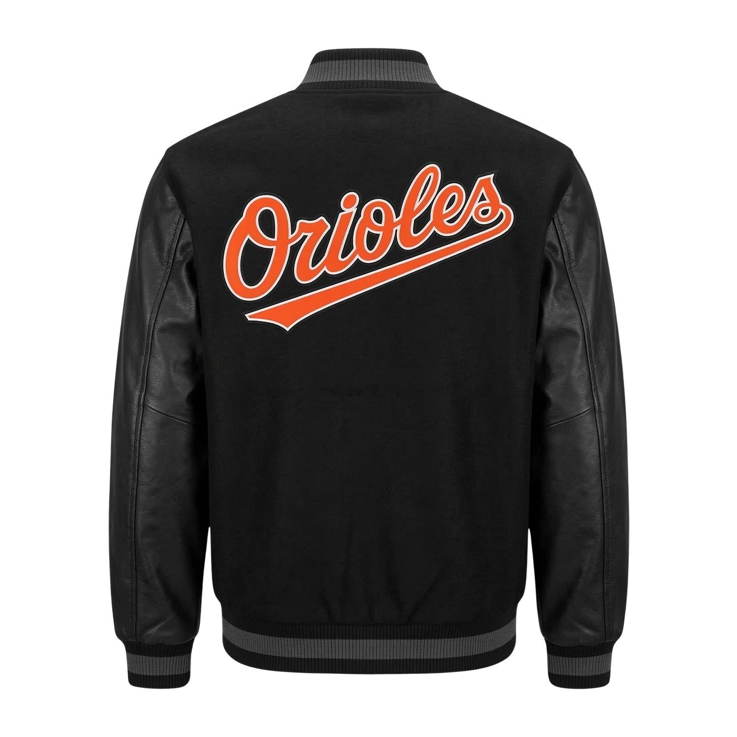 MLB Men's Baltimore Orioles Black Varsity Jacket (Back)
