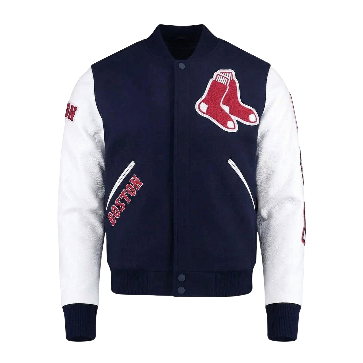 MLB Men's Boston Red Sox Navy & White Varsity Jacket