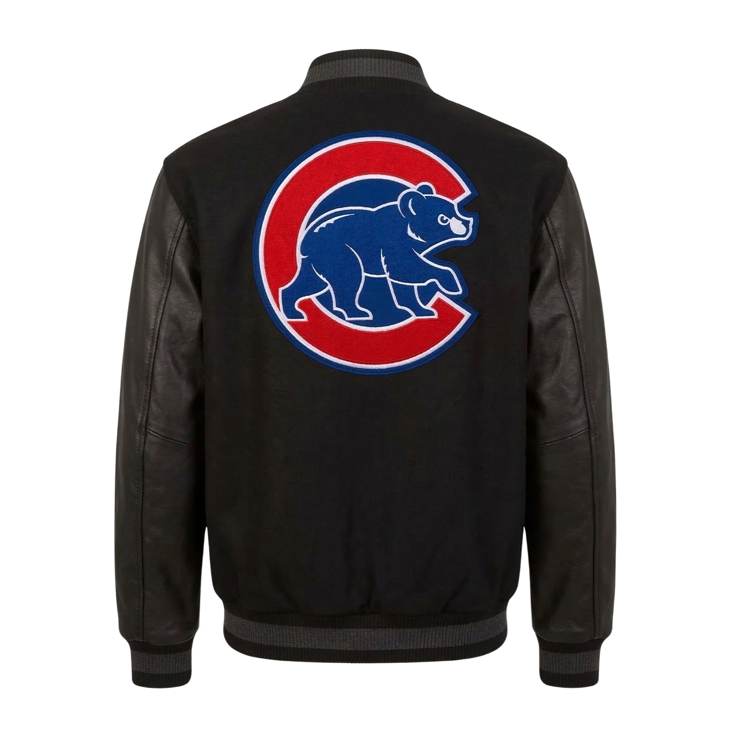 MLB Men's Chicago Cubs Black Varsity Jacket (Back)