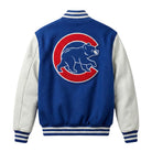 MLB Men's Chicago Cubs Blue wool & leather Varsity Jacket (Back)