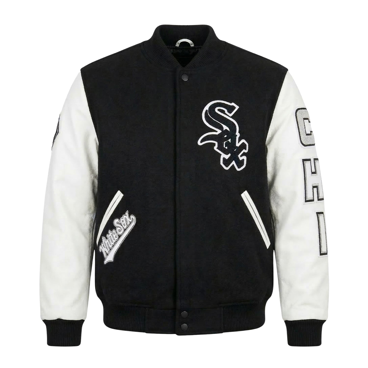 MLB Men's Chicago White Sox Black & White Premium Varsity Jacket