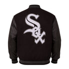 MLB Men's Chicago White Sox Black wool & leather Varsity Jacket (Back)