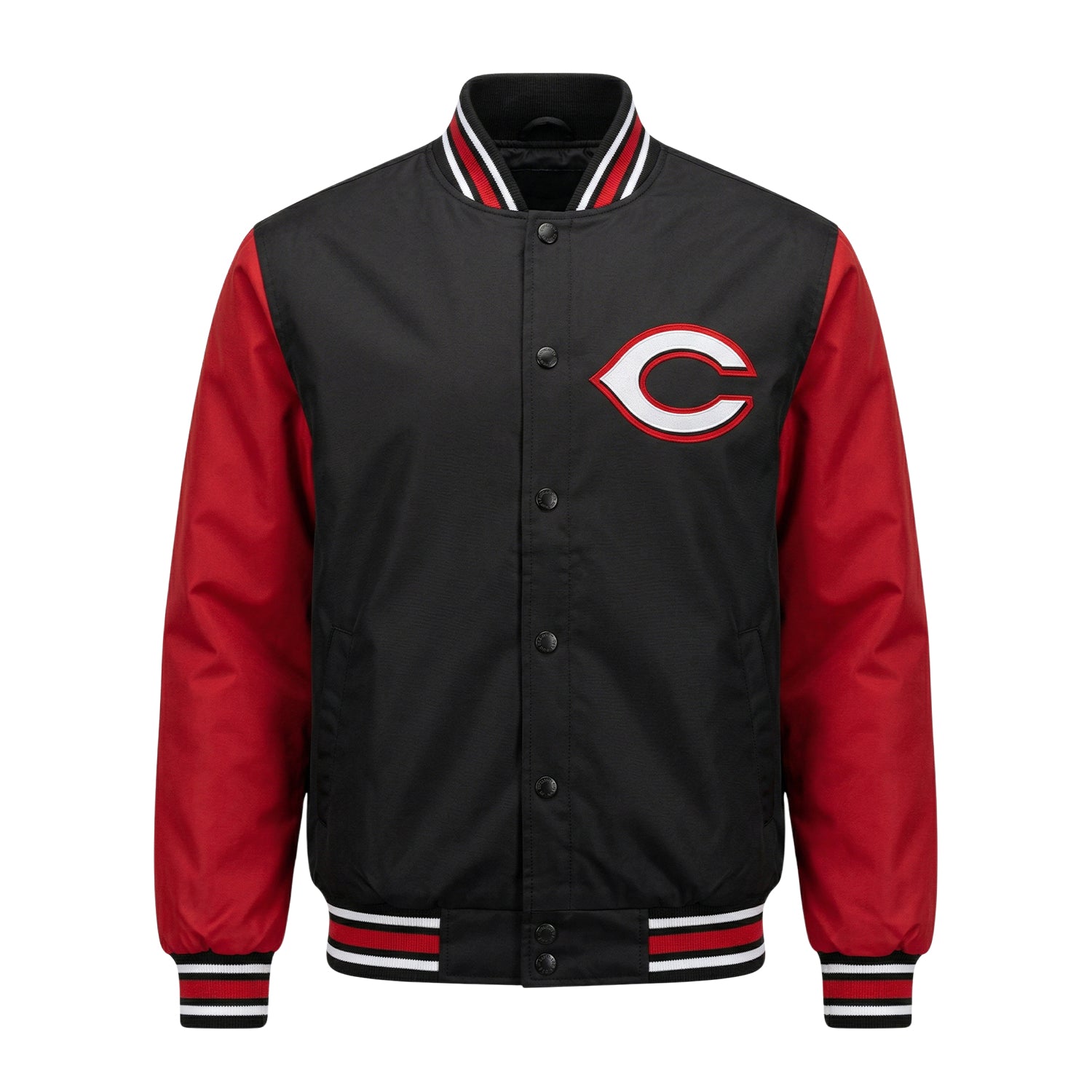 MLB Men's Cincinnati Reds Black & Red Varsity Jacket