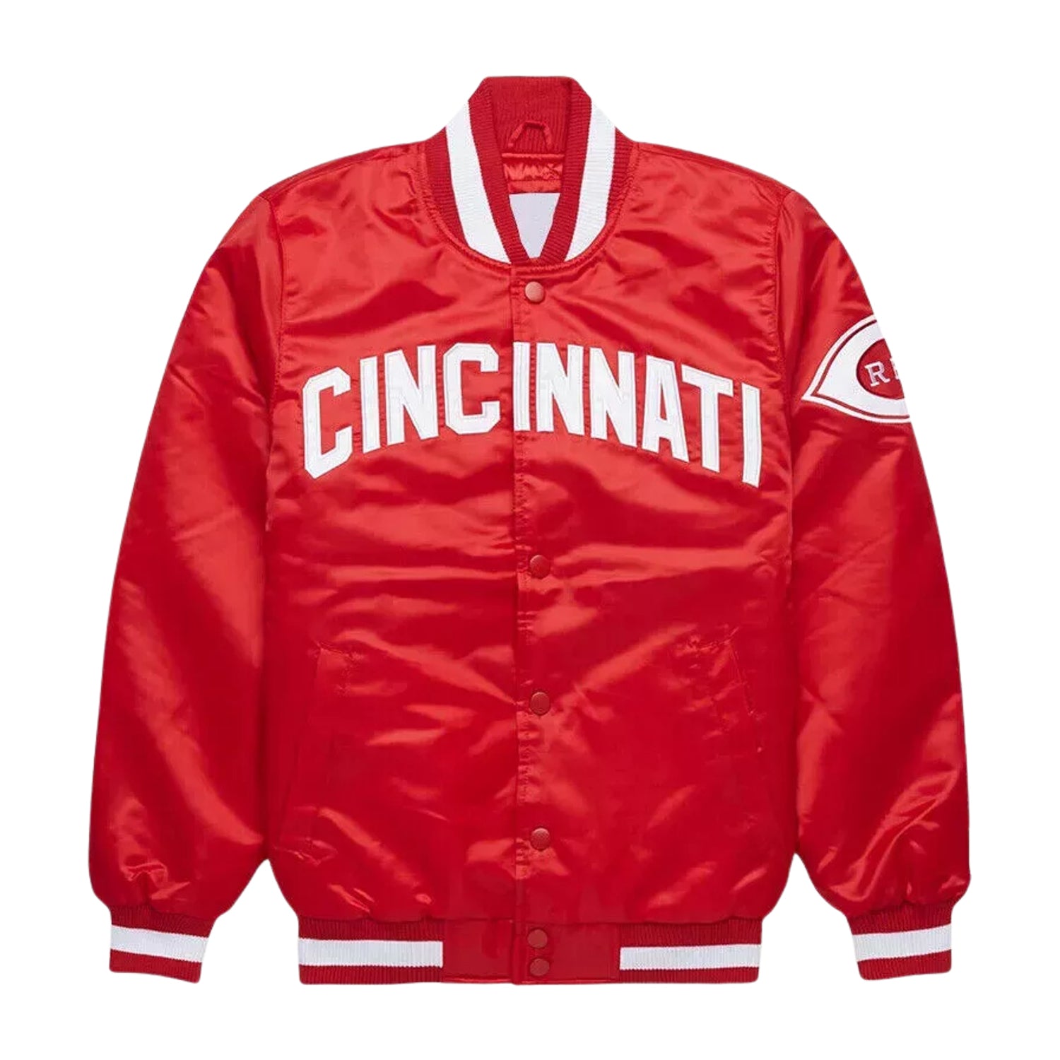 MLB Men's Cincinnati Reds Red satin Varsity Jacket