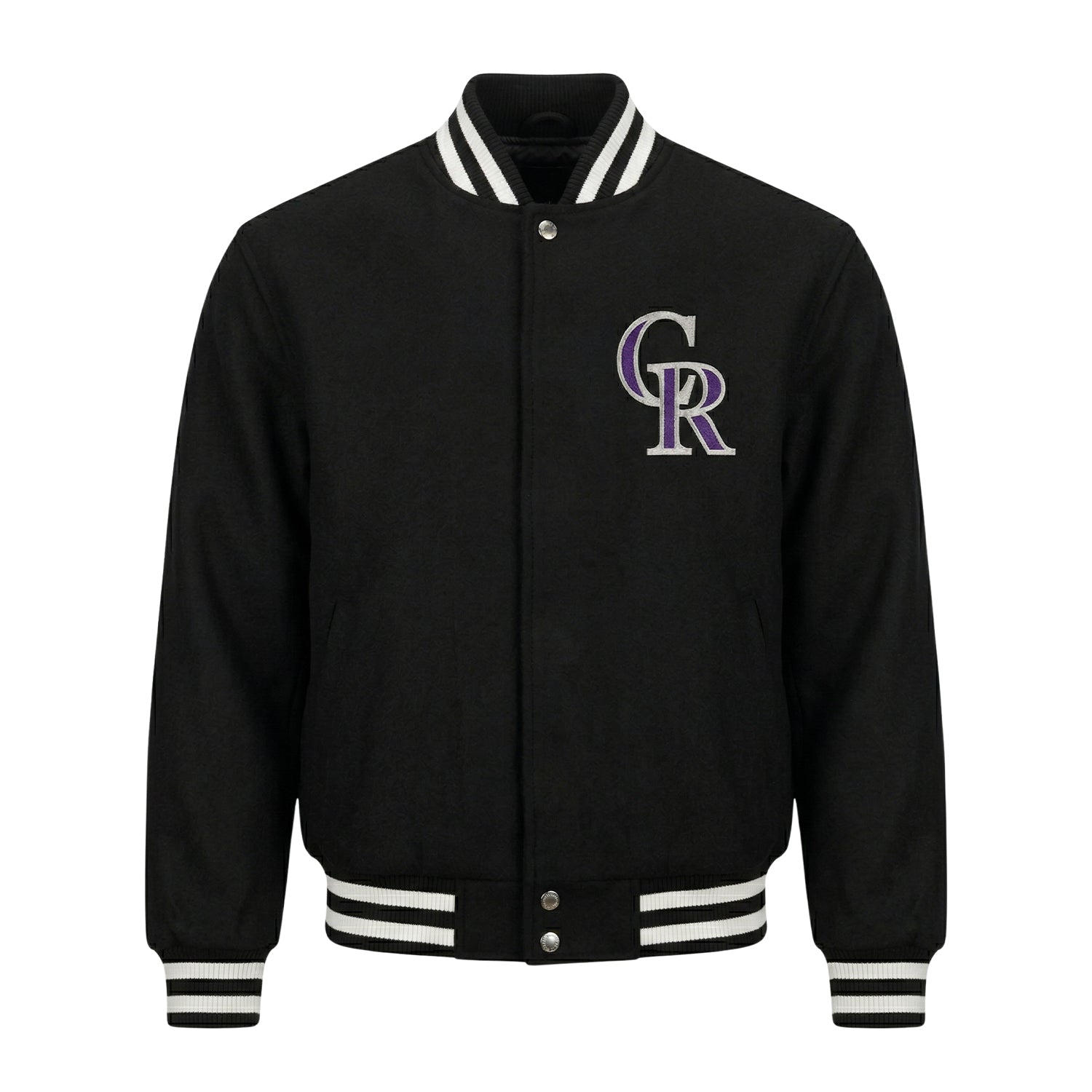 MLB Men's Colorado Rockies Black Wool Varsity Jacket