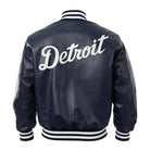 MLB Men's Detroit Tigers Navy Leather Varsity Jacket (Back)