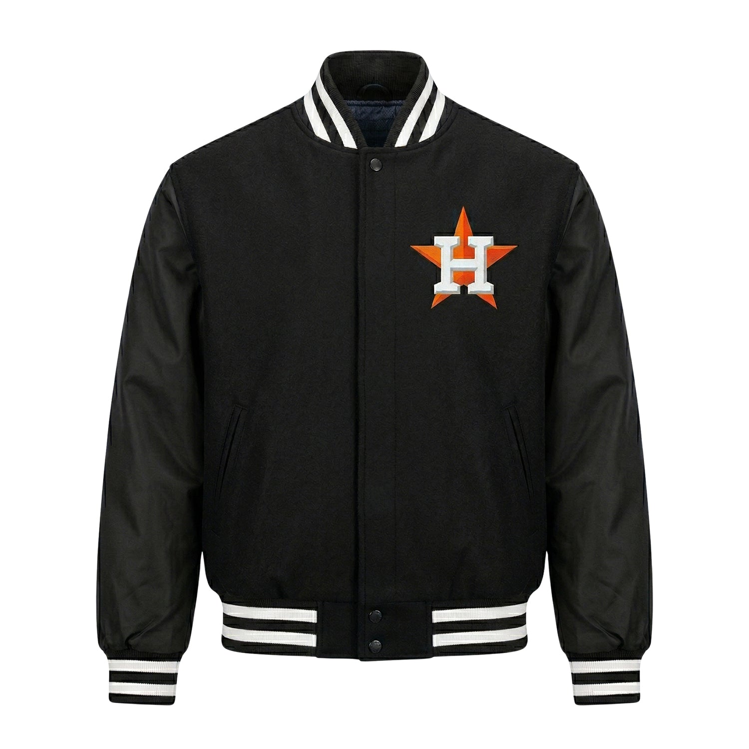 MLB Men's Houston Astros Black Wool Varsity Jacket 