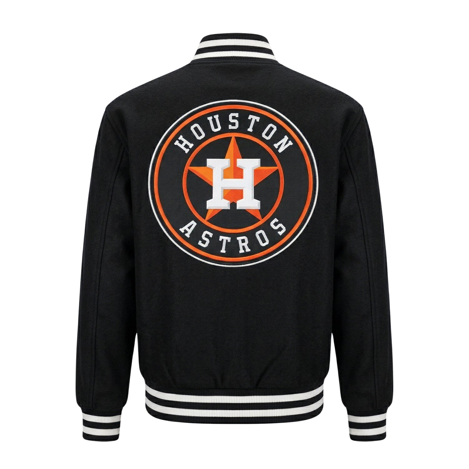 MLB Men's Houston Astros Black Wool Varsity Jacket (Back)