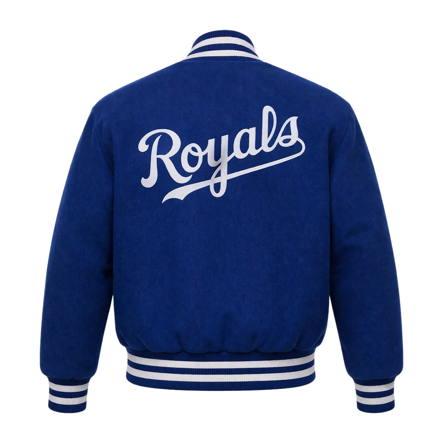 MLB Men's Kansas City Royals Royal Blue Wool Varsity Jacket (Back)