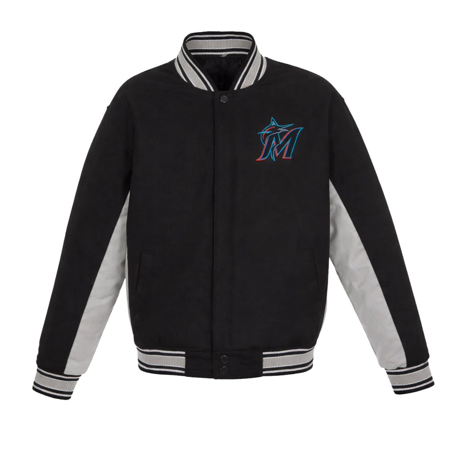 MLB Men's Miami Marlins Black Varsity Jacket