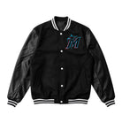 MLB Men's Miami Marlins Black Wool & Leather Varsity Jacket