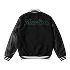MLB Men's Miami Marlins Black Wool & Leather Varsity Jacket (Back)