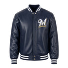 MLB Men's Milwaukee Brewers Navy Varsity Jacket