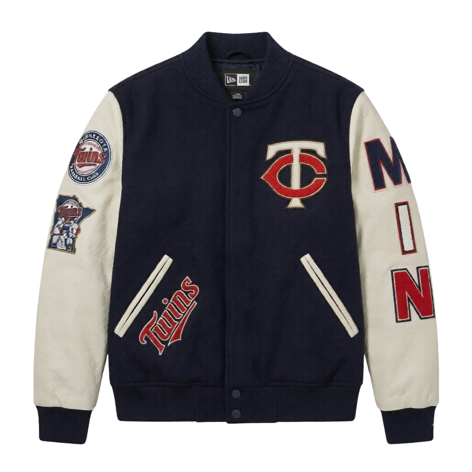 MLB Men's Minnesota Twins Navy and White Varsity Jacket