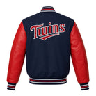 MLB Men's Minnesota Twins Navy with Red Sleeves Varsity Jacket (Back)