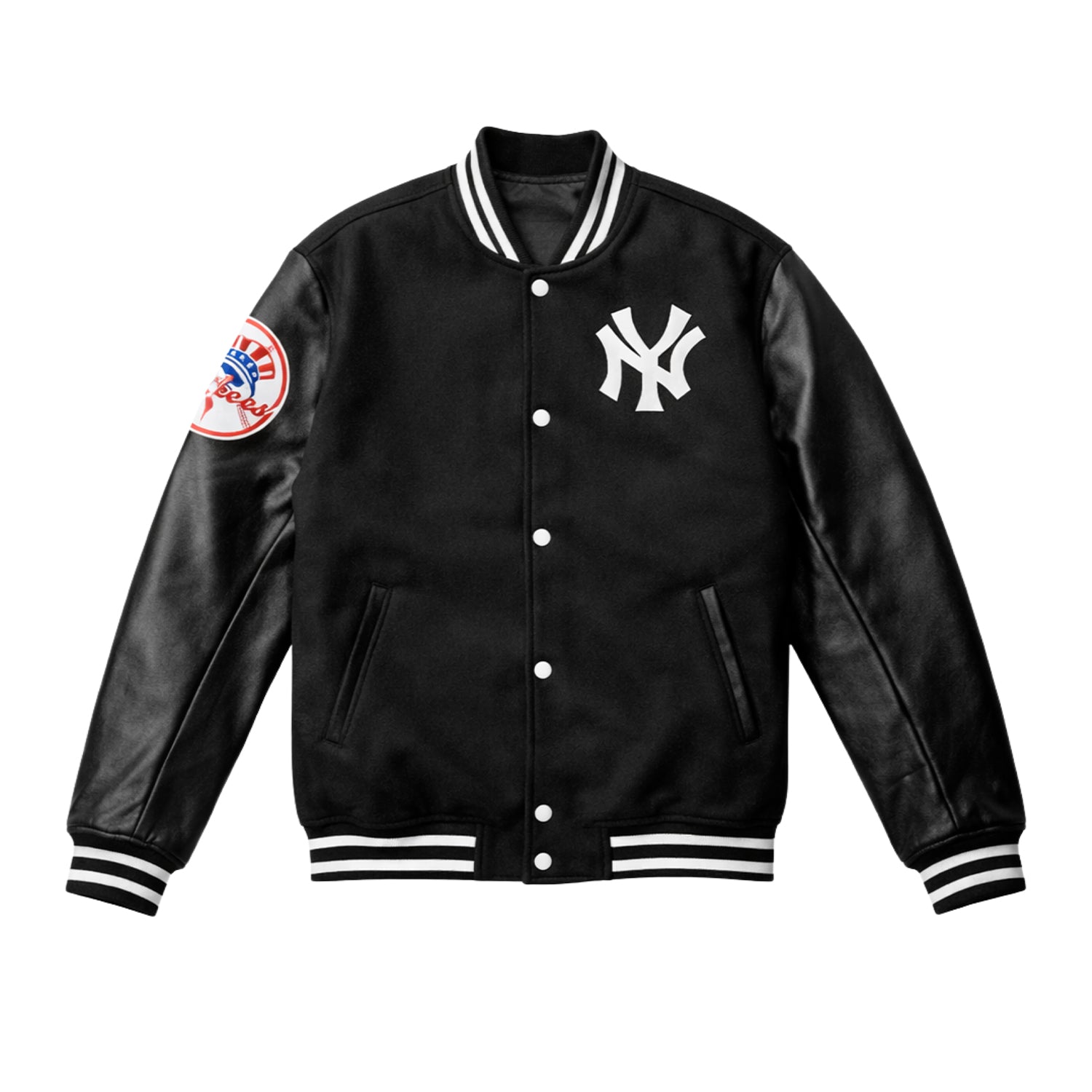 MLB Men's New York Yankees Black Wool Premium Varsity Jacket