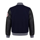 MLB Men's New York Yankees Navy Wool with Black Leather Sleeves Varsity Jacket (Back)