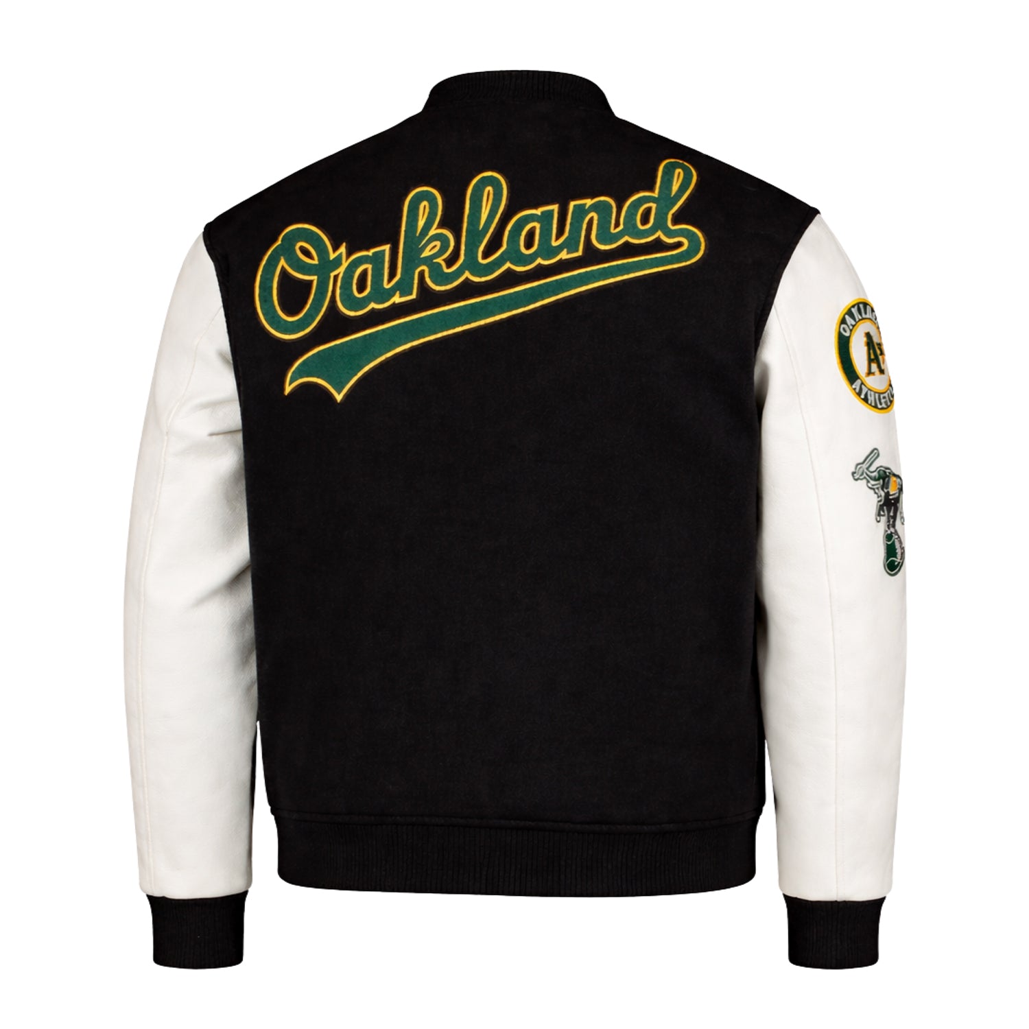 MLB Men's Oakland Athletics Black and White Varsity Jacket (Back)