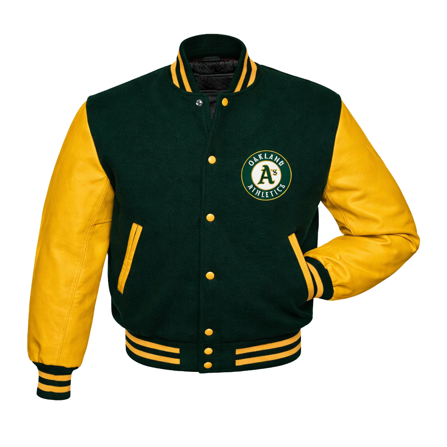 MLB Men's Oakland Athletics Green & Yellow Varsity Jacket