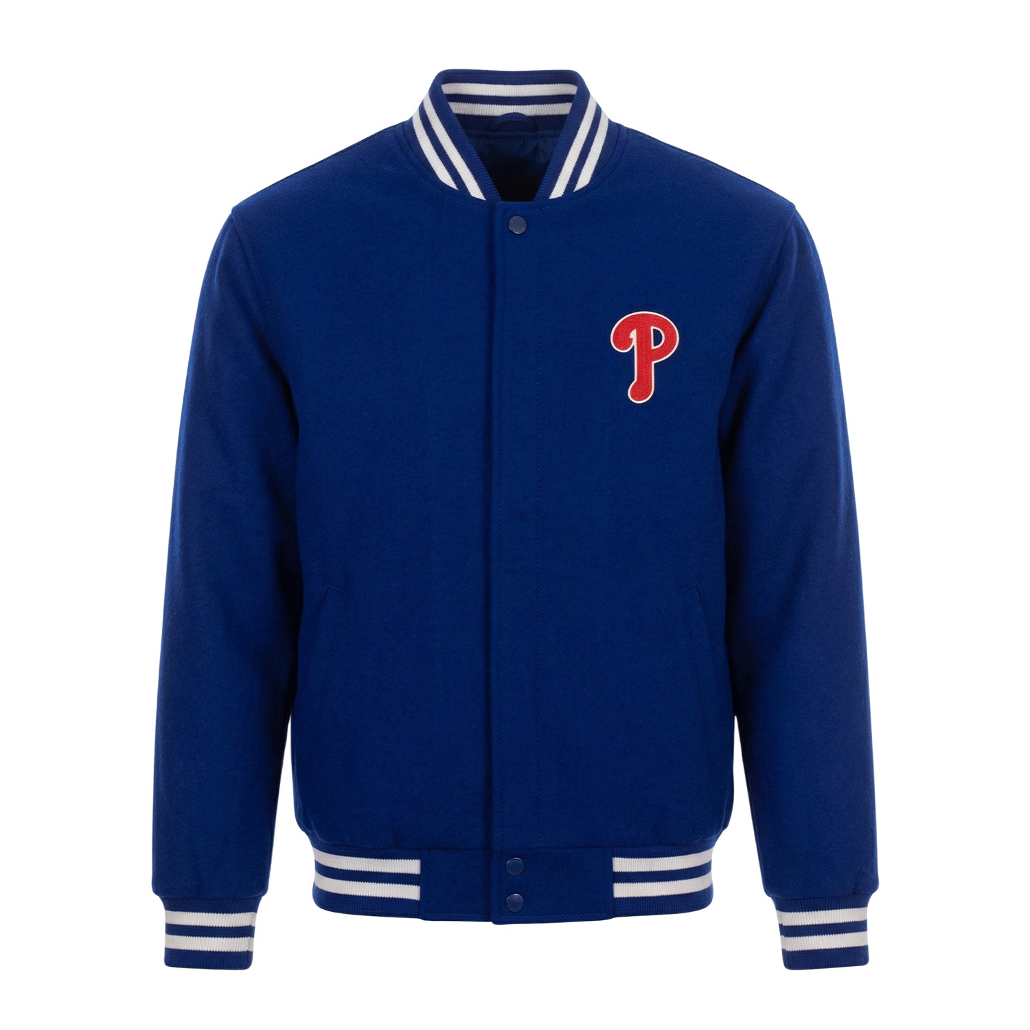 MLB Men's Philadelphia Phillies Royal Blue Wool Varsity Jacket