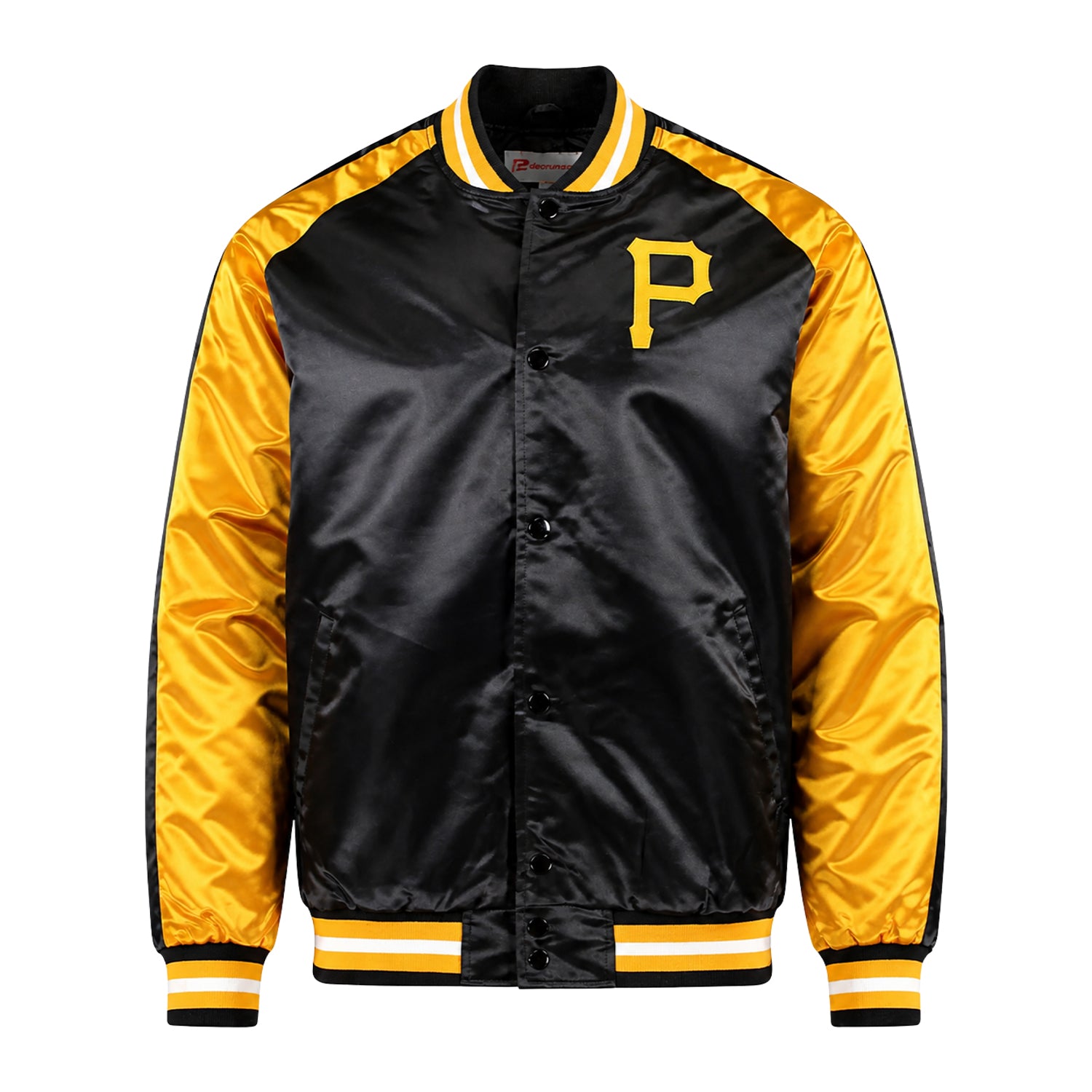 MLB Men's Pittsburgh Pirates Black Catin Varsity Jacket