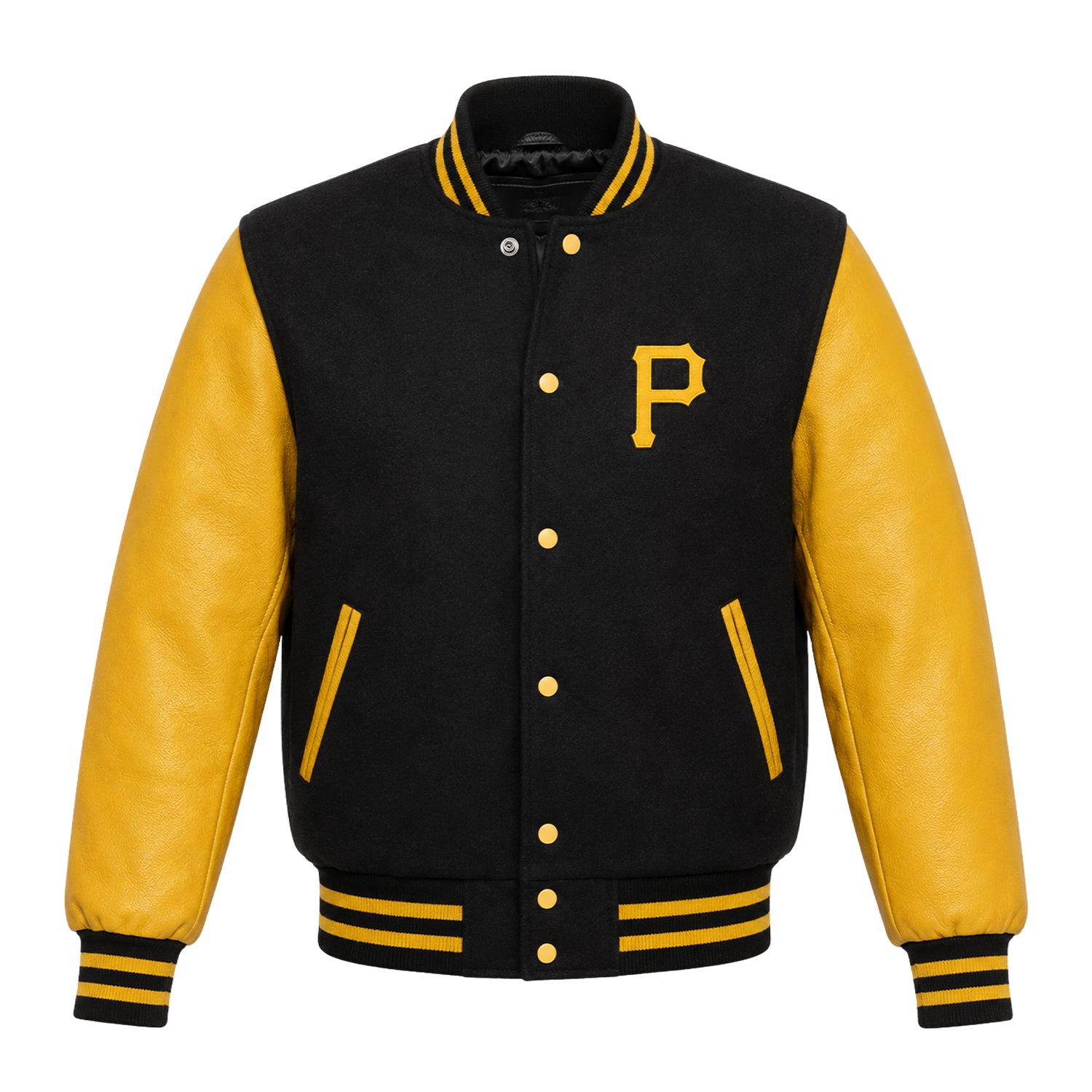 MLB Men's Pittsburgh Pirates Yellow and Black Varsity Jacket