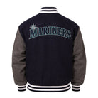 MLB Men's Seattle Mariners Navy and Grey Varsity Jacket (Back)