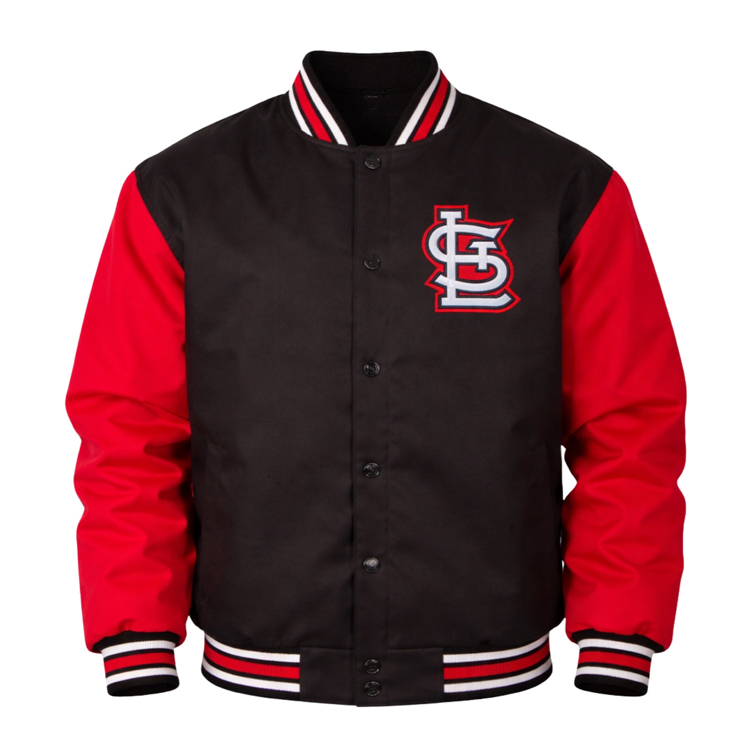 MLB Men's St Louis Cardinals Black & Red Varsity Jacket